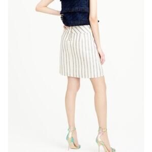 J Crew Linen Crossover Skirt Striped Back Zip Summer Vacation Cruise Work Size 8